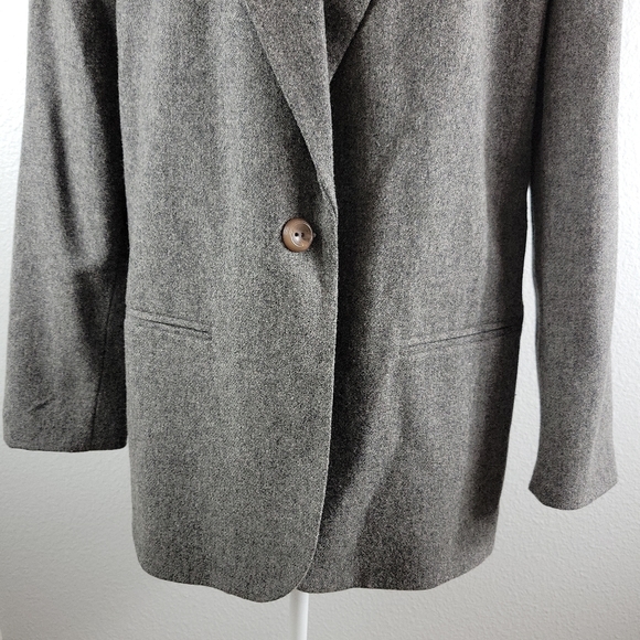 Sag Harbor Womens Gray One Button Wool Blend Blazer Jacket - Picture 4 of 8